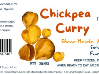 Chickpea Curry (Chana Masala) - True Nature frozen meal label