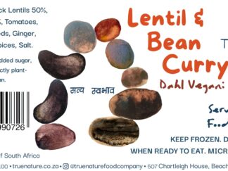 Lentil and Bean Curry (Dahl Vegani) - True Nature frozen meal label