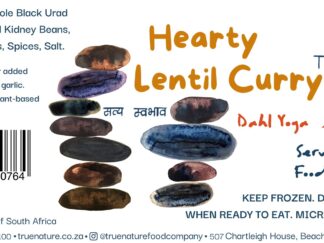 Hearty Lentil Curry (Dahl Yoga) - True Nature frozen meal label