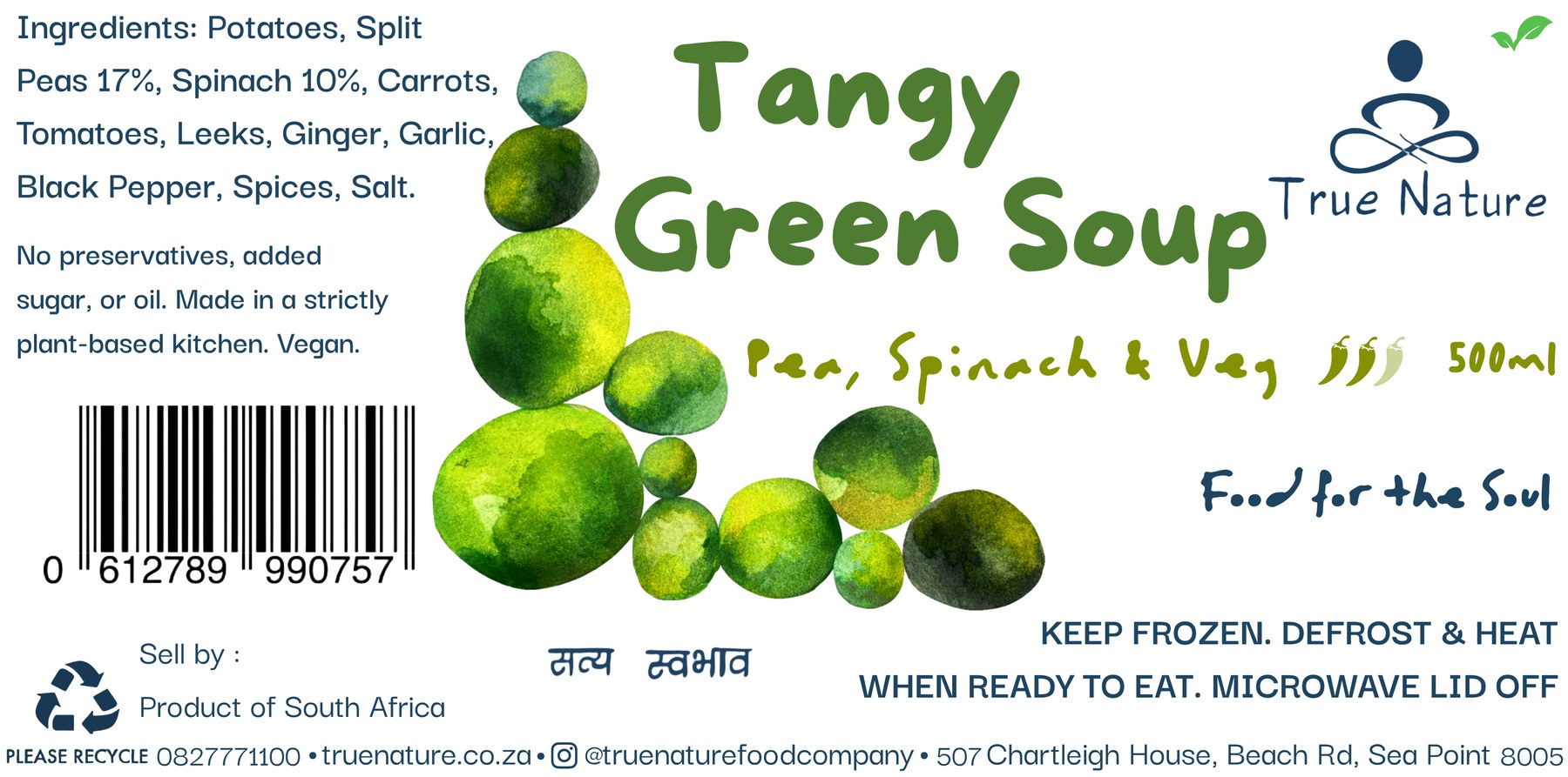 Tangy Green Soup label